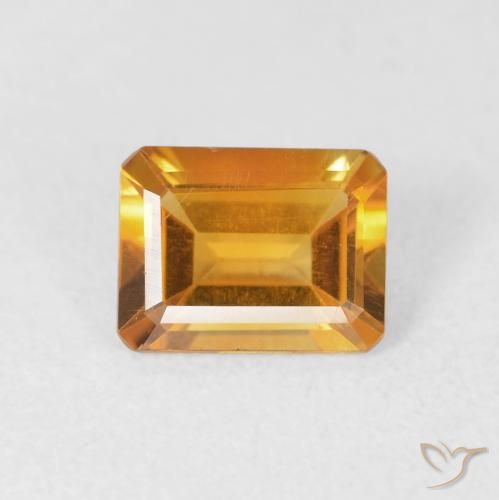 1.23ct Natural Laranja escuro-dourado Citrino, Corte Esmeralda, VVS-VS