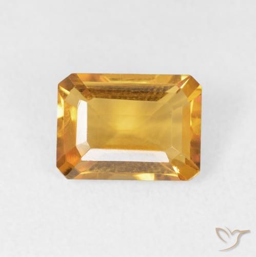 1.40ct Natural Medium Light Orange-Gold Citrino, Corte Esmeralda, VVS