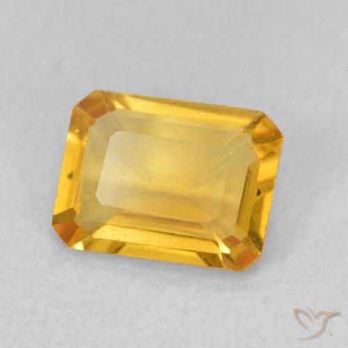 Citrino Dourado médio Natural 1.24ct, Corte Octógono / Esmeralda, VVS-VS