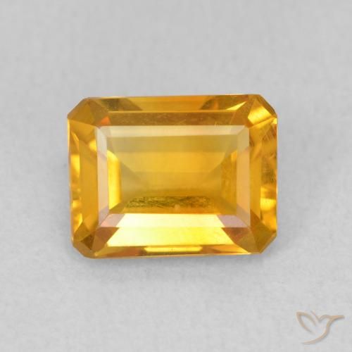 1.34ct Natural Medium Light Orange-Gold Citrino, Corte Esmeralda, VVS-VS