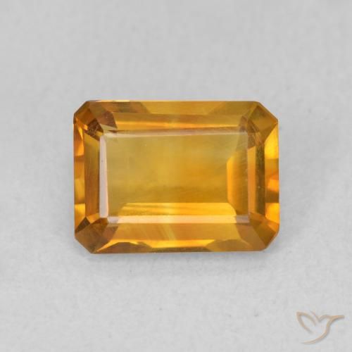 1.12ct Natural Laranja escuro-dourado Citrino, Corte Esmeralda, VVS-VS