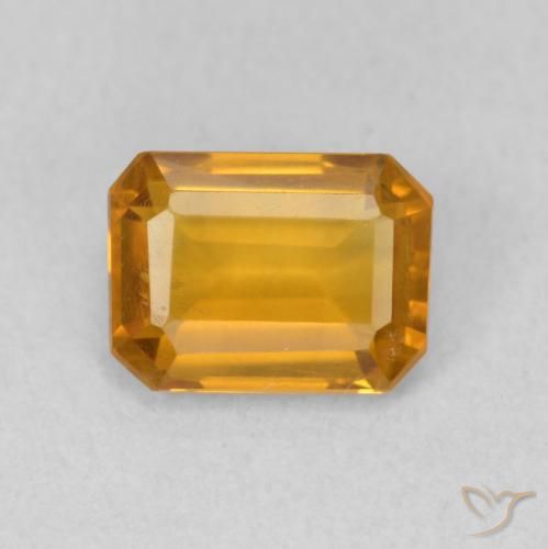 1.21ct Natural Laranja escuro-dourado Citrino, Corte Esmeralda, VVS-VS