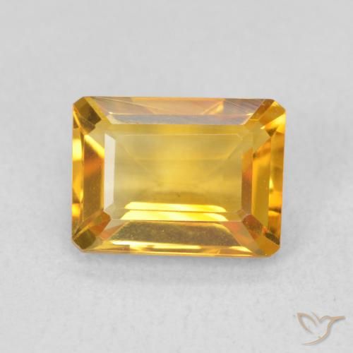 1.39ct Natural Dourado Escuro Citrino, Corte Esmeralda, VVS