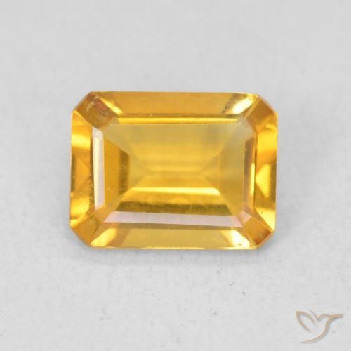 1.10ct Natural Dourado médio Citrino, Corte Esmeralda, VVS