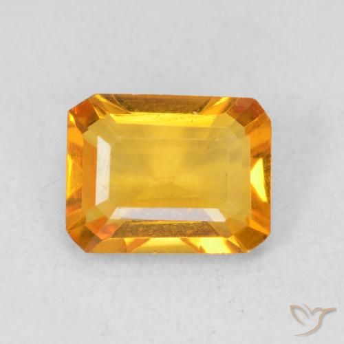 1.23ct Natural Laranja escuro-dourado Citrino, Corte Esmeralda, VVS