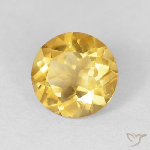 Citrino ouro médio Natural 1.66ct, Redondo, VVS