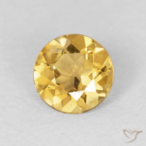 Citrino ouro brilhante Natural 0.96ct, Redondo, VVS