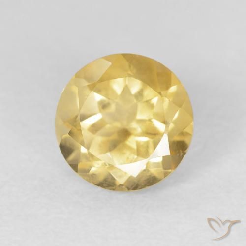 Citrino amarelo médio Natural 1.34ct, Redondo, VVS-VS