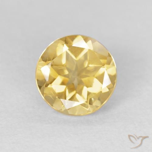 1.59ct Natural Amarelo Dourado Claro Citrino, Redondo, VVS-VS