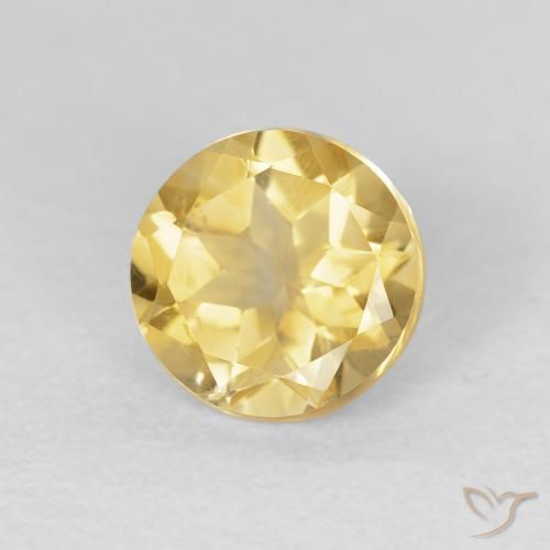 Citrino Amarelo Dourado Claro Natural 1.59ct, Redondo, VVS-VS