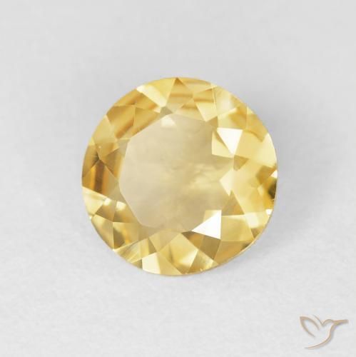Citrino ouro médio Natural 1.30ct, Redondo, VVS