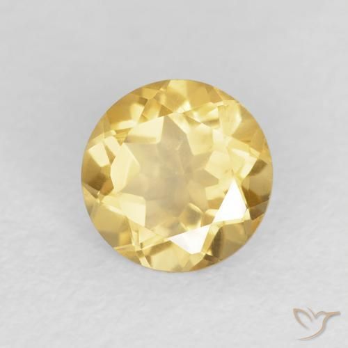 Citrino amarelo médio Natural 1.17ct, Redondo, VVS