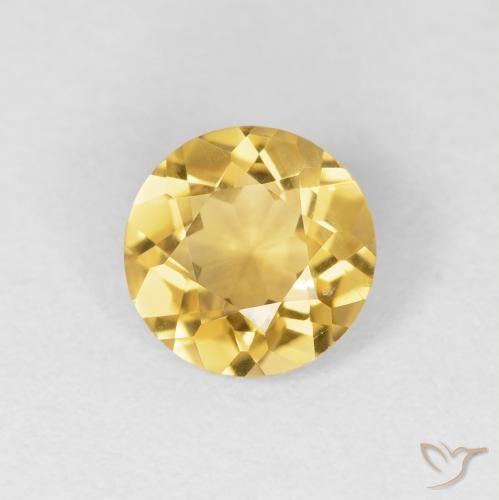 Citrino ouro médio Natural 1.08ct, Redondo, VVS