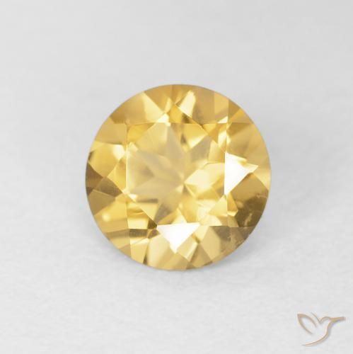 Citrino ouro médio Natural 1.10ct, Redondo, VVS