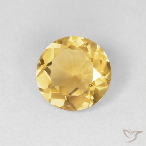 Citrino ouro médio Natural 1.10ct, Redondo, VVS
