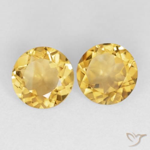Pedras preciosas de Citrino Dourado médio natural de 3.25 ct, Redondo, VVS