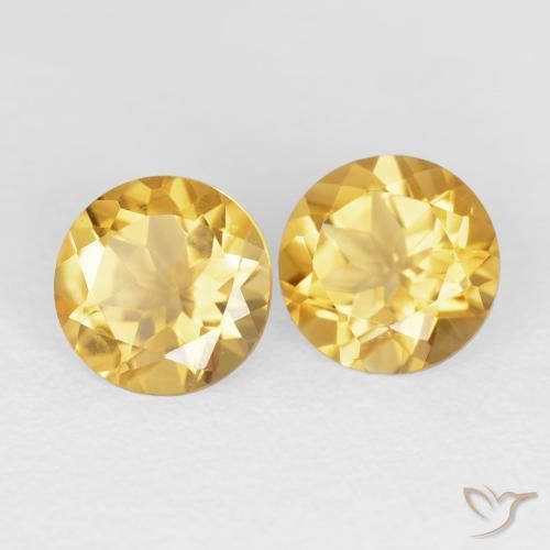 Pedras preciosas de Citrino Dourado natural de 3.45 ct, Redondo, VVS