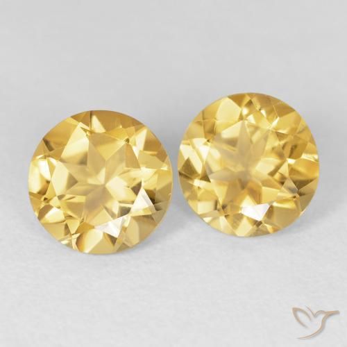 Pedras preciosas de Citrino ouro médio natural de 3.33 ct, Redondo, VVS