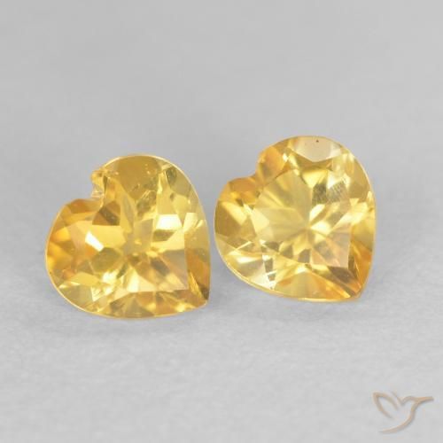 Pedras preciosas de Citrino Dourado natural de 0.90 ct, Coração, VVS-VS