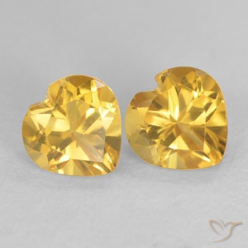 Pedras preciosas de Citrino Dourado médio natural de 1.69 ct, Coração, VVS-VS