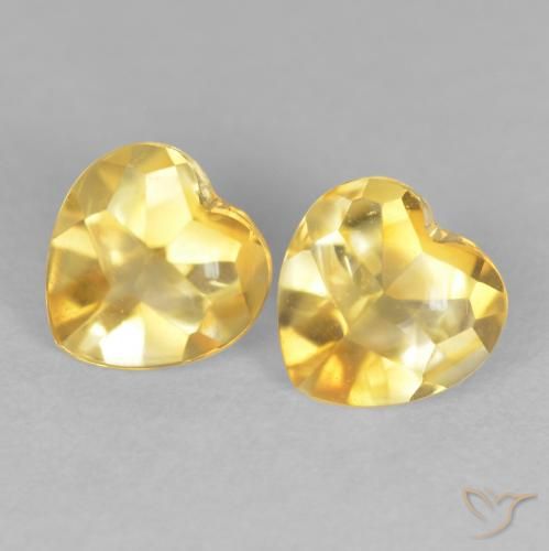 1.65ctw Natural Laranja Dourada Citrino, Coração, Transparente