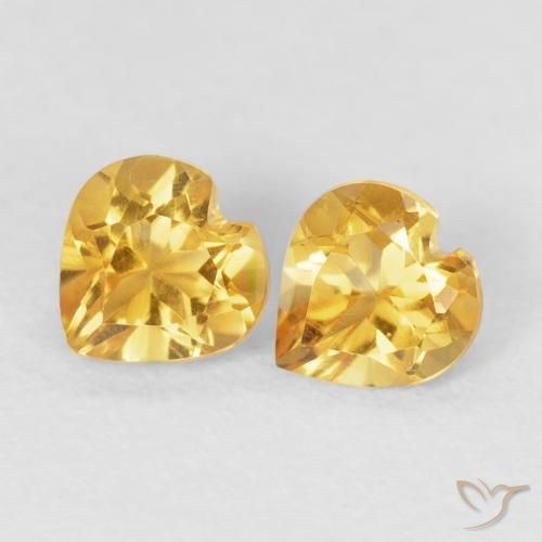 0.82ctw Natural Dourado Citrino, Coração, VVS-VS