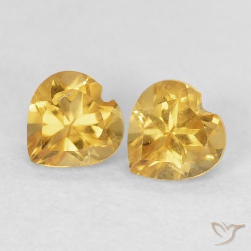 0.88ctw Natural Dourado Citrino, Coração, VVS-VS