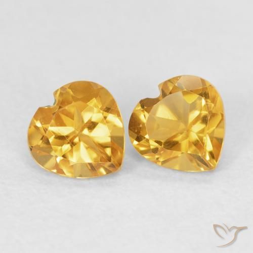 Pedras preciosas de Citrino Dourado natural de 0.90 ct, Coração, VVS-VS