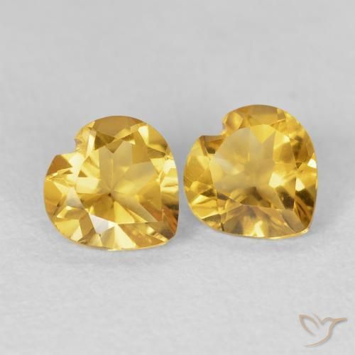 Pedras preciosas de Citrino Dourado natural de 1.37 ct, Coração, VVS-VS