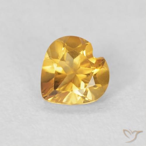 0.38ct Natural Laranja Dourada Citrino, Coração, VVS