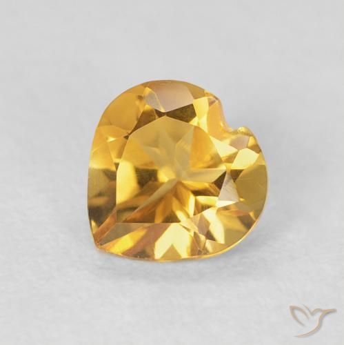 0.72ct Natural Medium Light-Golden Citrino, Coração, VVS-VS