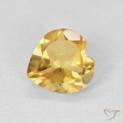 0.64ct Natural Medium Light-Golden Citrino, Coração, VVS-VS