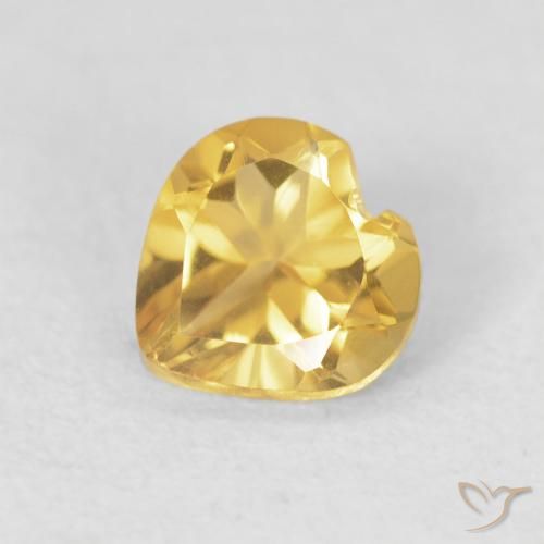 0.64ct Natural Dourado médio Citrino, Coração, VVS-VS