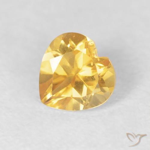 0.45ct Natural Luz Dourada Citrino, Coração, VVS