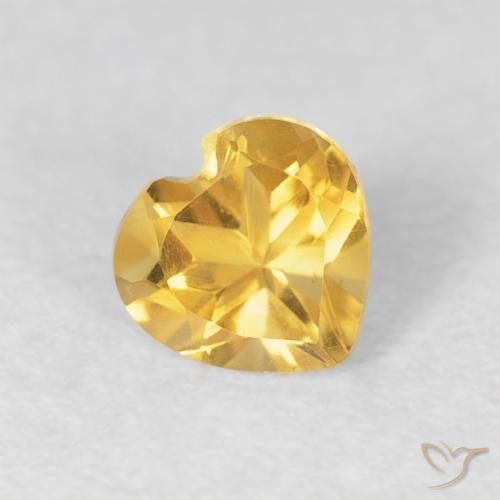 0.46ct Natural Dourado médio Citrino, Coração, VVS
