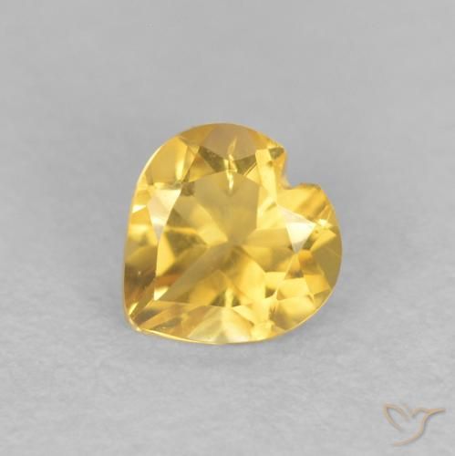 0.35ct Natural Laranja Dourada Citrino, Coração, VVS