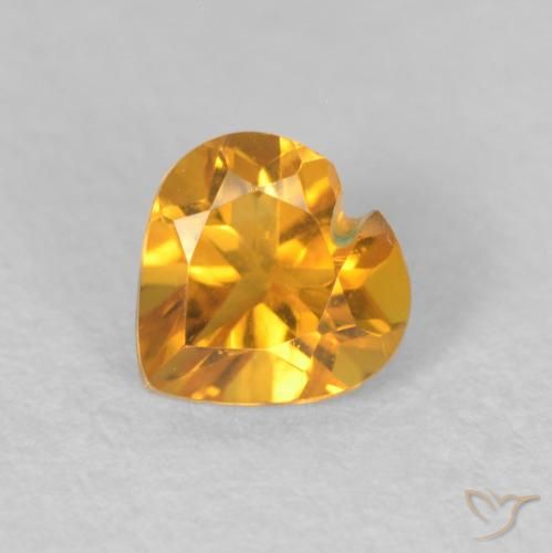 0.43ct Natural Medium Light Orange-Gold Citrino, Coração, VVS