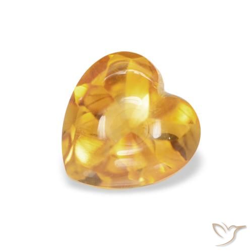 1.00ct Natural Medium Light Orange-Gold Citrino, Coração, Transparente