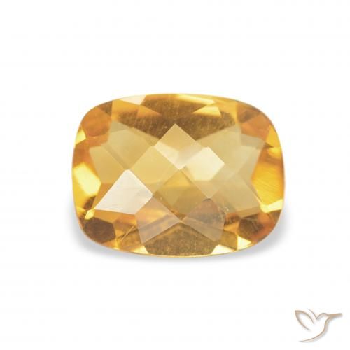 1.00ct Natural Medium Light Orange-Gold Citrino, Almofada, VVS