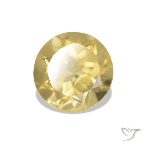 Citrino Amarelo Dourado Claro Natural 1.23ct, Corte Redondo, VVS-VS