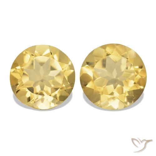 Pedras preciosas de Citrino Amarelo Dourado Claro natural de 2.29 ct, Corte Redondo, VVS-VS