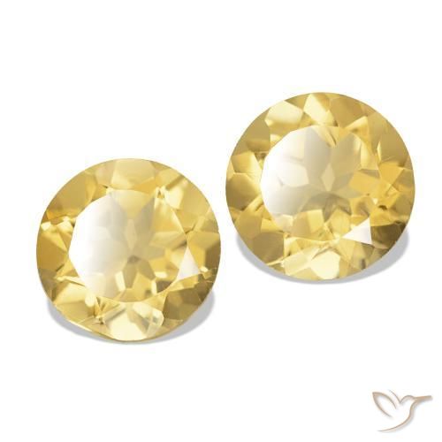 Pedras preciosas de Citrino Amarelo Dourado Claro natural de 2.29 ct, Corte Redondo, VVS-VS