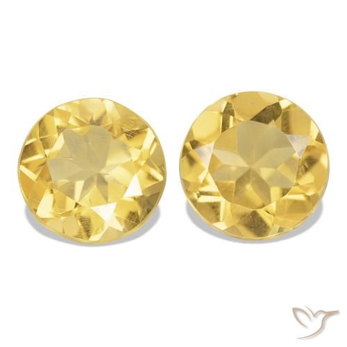 Pedras preciosas de Citrino Amarelo Dourado Claro natural de 1.99 ct, Corte Redondo, VS