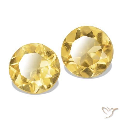 Pedras preciosas de Citrino Amarelo Dourado Claro natural de 1.99 ct, Corte Redondo, VS