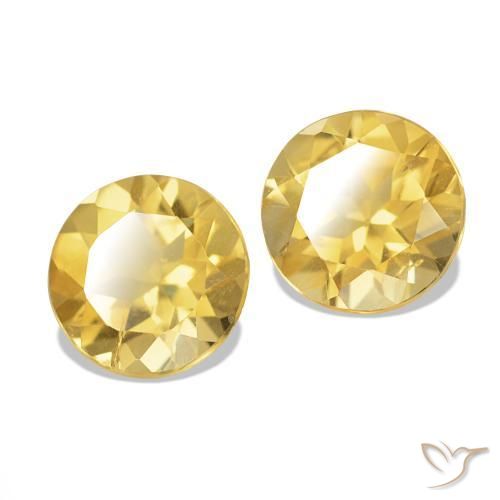 Pedras preciosas de Citrino Amarelo Dourado Claro natural de 2.01 ct, Corte Redondo, VS