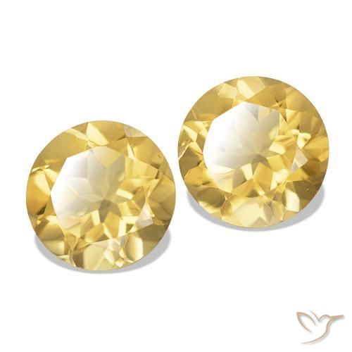 Pedras preciosas de Citrino Luz Dourada natural de 2.33 ct, Corte Redondo, VS