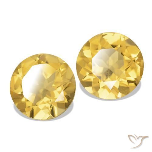 Pedras preciosas de Citrino Amarelo Dourado Claro natural de 2.03 ct, Corte Redondo, VS