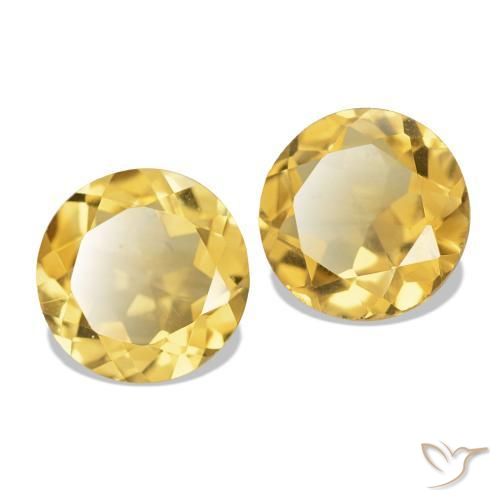 Pedras preciosas de Citrino Luz Dourada natural de 2.29 ct, Corte Redondo, VS