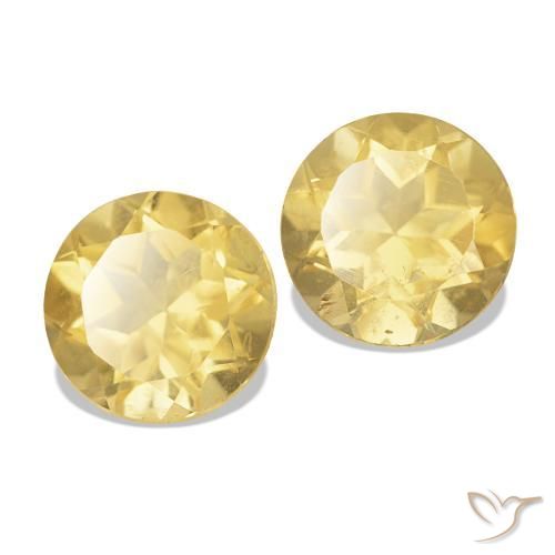Pedras preciosas de Citrino Luz Dourada natural de 2.41 ct, Corte Redondo, VS