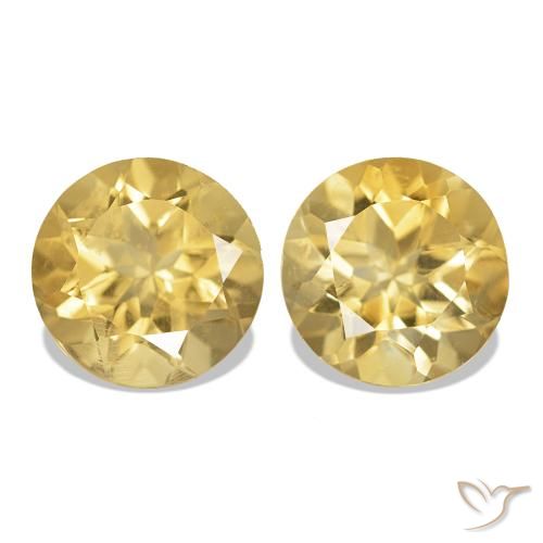 Pedras preciosas de Citrino Dourado natural de 2.41 ct, Corte Redondo, VS